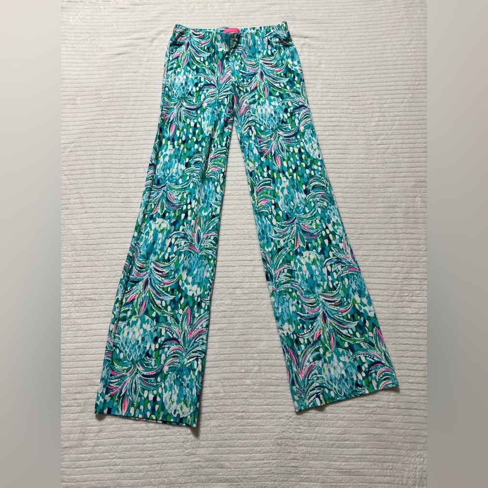 Lilly Pulitzer Palazzo Blue and Pink Patterned Women Jeans Jeggings